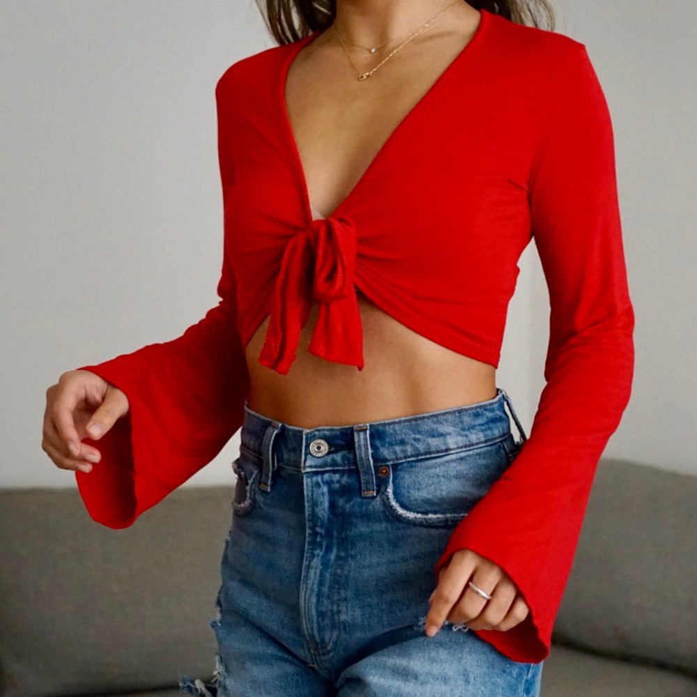 Boohoo Wrap Crop Top - US 0